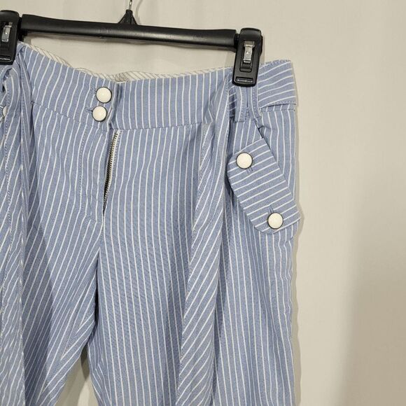 Leifsdottir Blue and White Nautical Bermuda Shorts with Sash Belt Size 8 - Picture 5 of 8